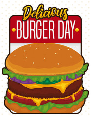 Calendar with Hamburger to Celebrate a Delicious Burger Day, Vector Illustration