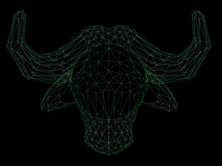 Wireframe polygonal buffalo
