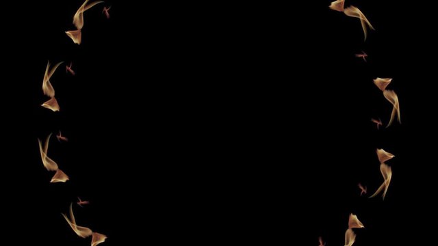 Hellfire Ring rotation. Portal to Hell. Isolated on black background. 3d animation on alpha. 4K fire 