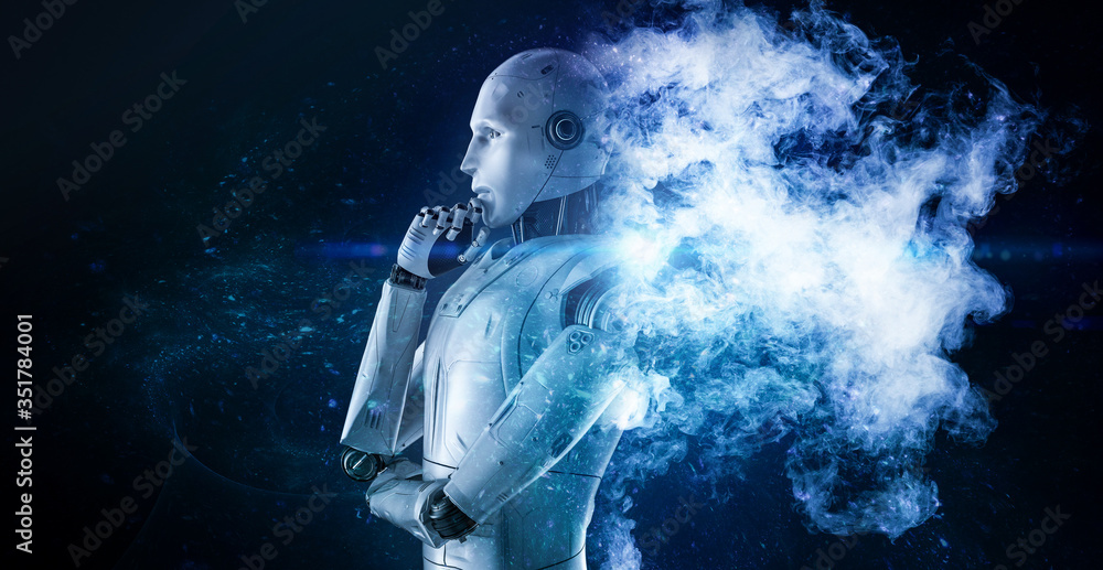 Poster robot think or compute