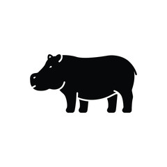 Black solid icon for hippopotamus