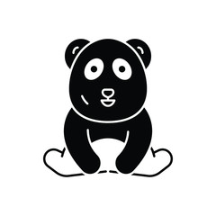 Black solid icon for panda