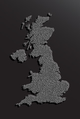 Creative map United Kingdom made silver sequins