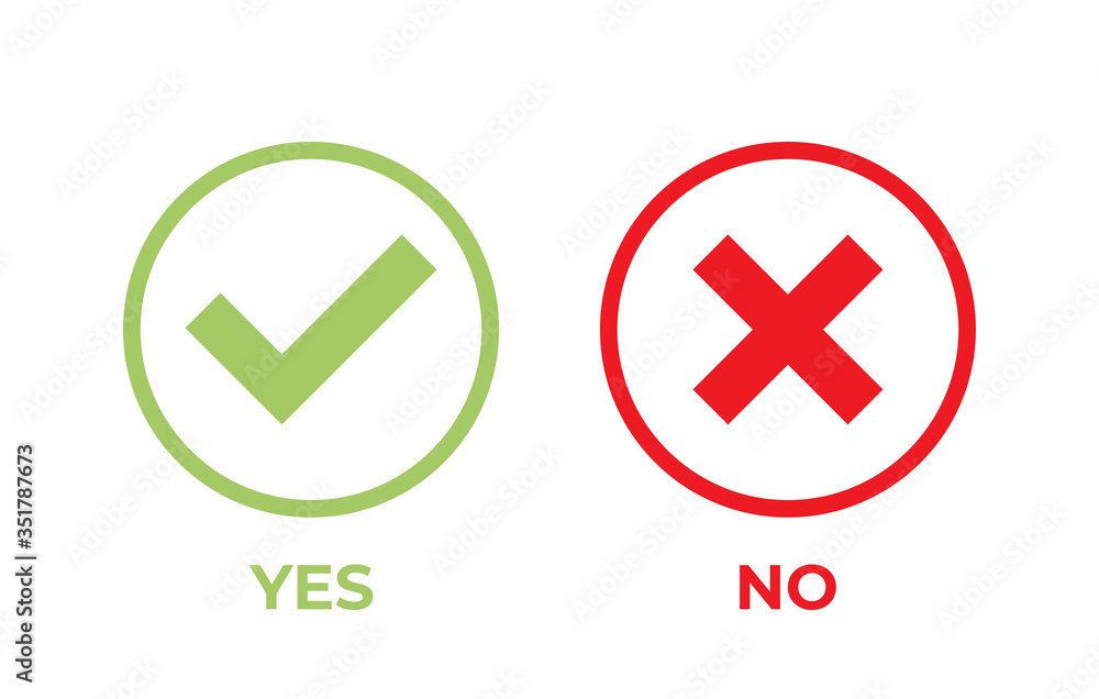 Poster correct and wrong labels icon vector. check mark and cross mark images