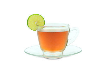 Healthy drink, lemon tea on a white background