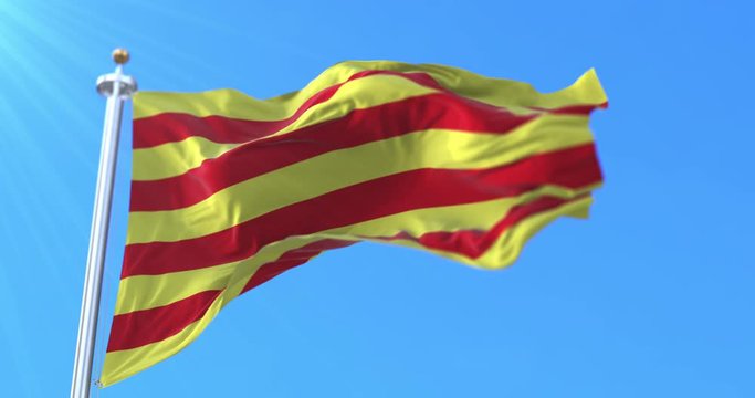 Flag of department of Pyr&eacute;n&eacute;es-Orientales in the region of Occitanie, France. Loop