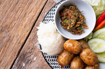 Thai Sausage , East-style sausages, grilled sausages , Street food in Thailand