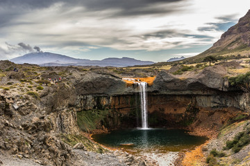 waterfall in the patagonia mountains