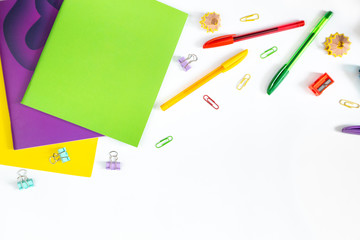 Stationery on white background with copy space