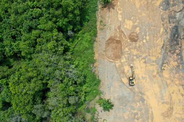 Deforestation of rainforest for mining, industry and agriculture. Sumatra, Indonesia 