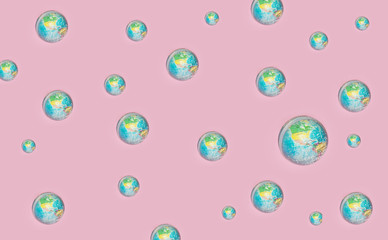 globe wrapped in a plastic shield