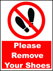 remove your shoes red sign
