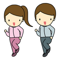 Jogging boy and girl