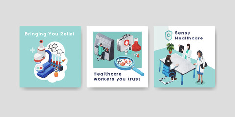 Fototapeta na wymiar Advertising template with healthcare and hospital