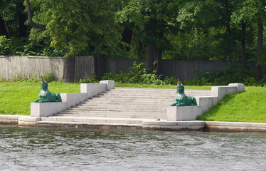 The sphinxes on the Malaya Nevka, Saint Petersburg, Russia July 2017