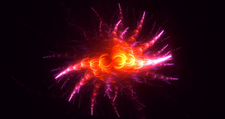 3D rendering abstract red fractal light background