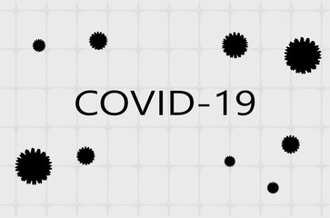 COVID-19 on white background. Virus around the world. stay at home. inscription in English. text....
