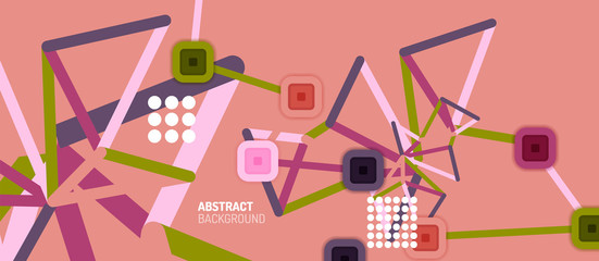 Abstract square dot connections, flat style multicolored geometric background for Wallpaper, Banner, Background, Card, Book Illustration, landing page or poster design