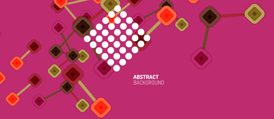 Abstract square dot connections, flat style multicolored geometric background for Wallpaper, Banner, Background, Card, Book Illustration, landing page or poster design