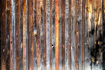 Wooden texture with scratches and cracks. Old wooden background.