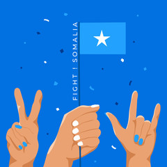 Set of Hands Holding Up National Flag :  Vector Illustration