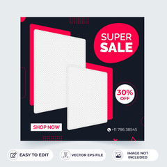 Fashion sale for social media feed template. Social media template vector illustration. Promotion banner template.