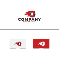 Tire Fire Logo Design Vector Template