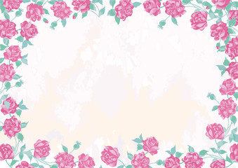 文字スペースのある薔薇の花飾りのベクターイラスト