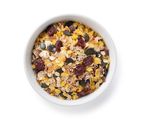 Granola on a white background