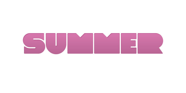 SUMMER pink typography isolated on white background. Vector minimalist lettering for print, t-shirt, banner, logo, sign, label, sticker, poster, flyer, postcard, cover, brochure.