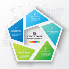 Pentagon element for infographic,Business concept with 5 options,Vector illustration.