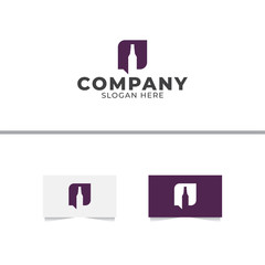 Wine Chat Logo Design Vector Template