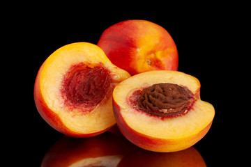 Ripe nectarine fruit on black