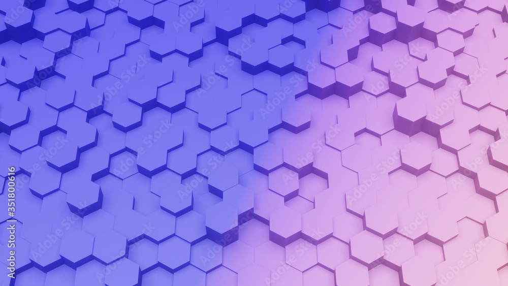 Aufkleber 3d rendering hexagon shape purple and pink color abstract background