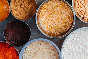 Closeup shot of the different spices in a bowl