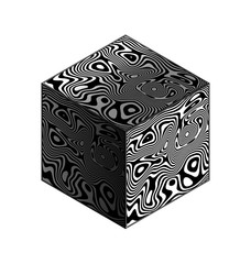 white background and abstract white black cube