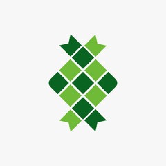 Ketupat illustration vector icon. Traditional rice dumpling food in leaf abstract symbol.