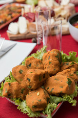 Turkish Traditional Cuisine lentil balls. Vegan meatballs with lentil red. Cold appetizer with olive oil food. Mercimek Kofte is a traditional middle east food.