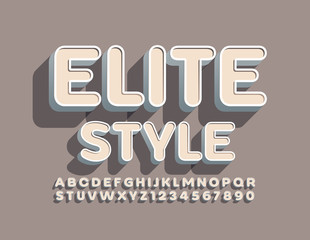 Vector Elite Style Alphabet Letters and Numbers. 3D retro Font