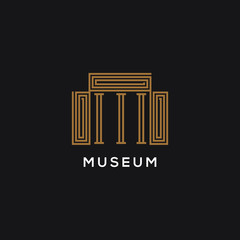 simple modern museum logo design line art 