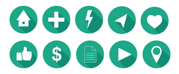 Flat icon set for use home, medical, direction and play For web and application.