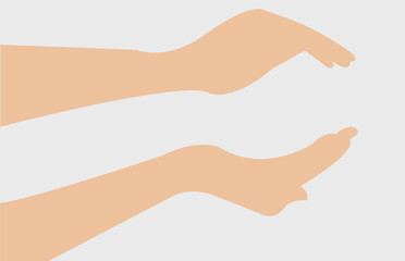 The hands are shaped up into a view nature. This object is vector illustration and color is editable. Uses for template, print, website , flyer and brochure.