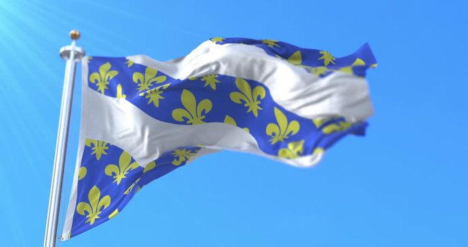 Flag of department of Yvelines in the region of &Icirc;le-de-France, France. Loop
