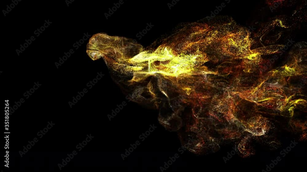 Fototapete Futuristic colorful particles explosion shock wave flowing in cyber space de-focus abstract background