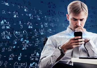 Male mathematicians are calculating 3d illustration