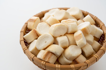 Japanese wheat gluten on a white background