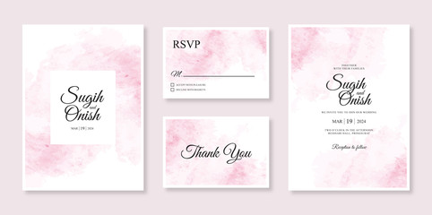 Beautiful watercolor splash for wedding invitation set templates