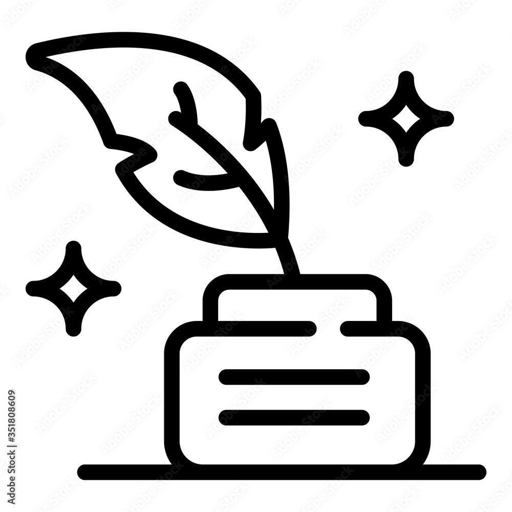 Poster feather ink bottle icon. outline feather ink bottle vector icon for web design isolated on white bac