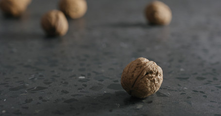 inshell walnuts on terrazzo countertop