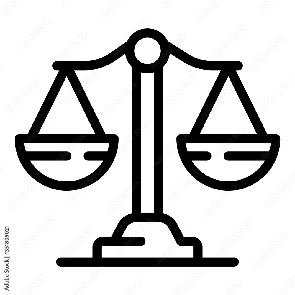 Poster judge balance icon. outline judge balance vector icon for web design isolated on white background